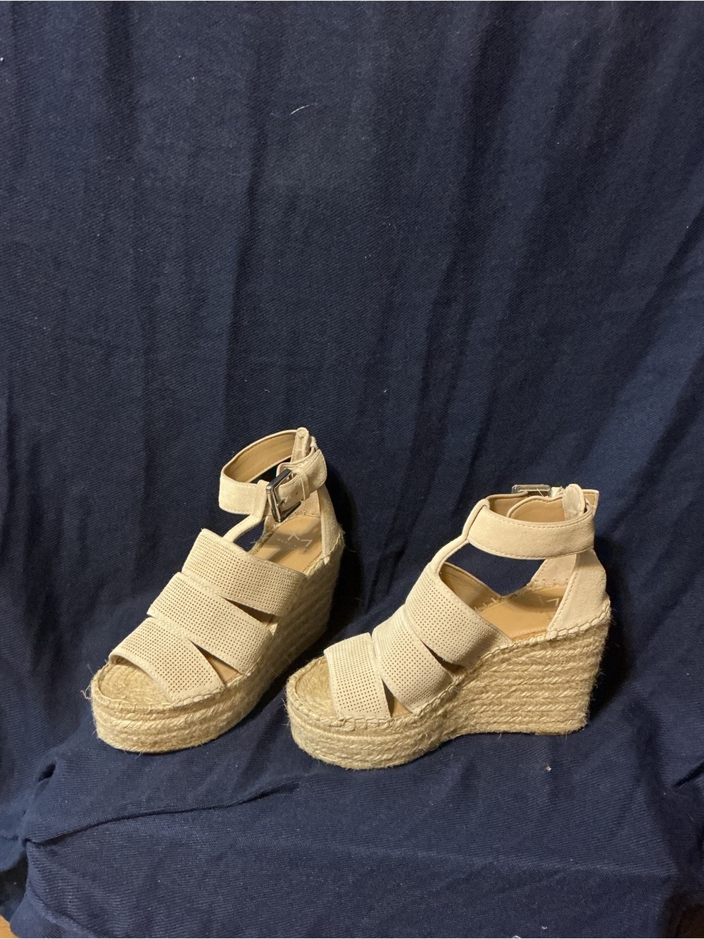 Marc Fisher Natural Beige Espadrille Platform Wedge Sandals